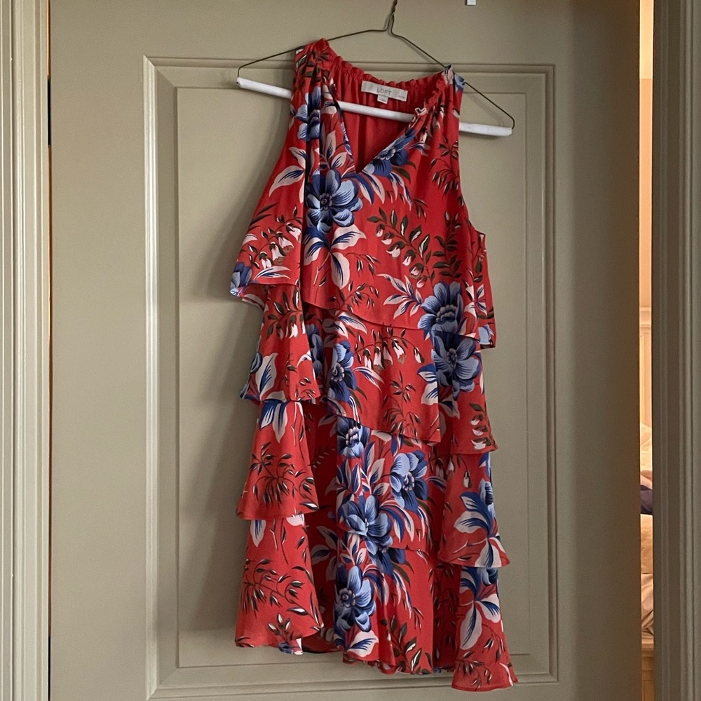 LOFT sleeveless floral-print dress